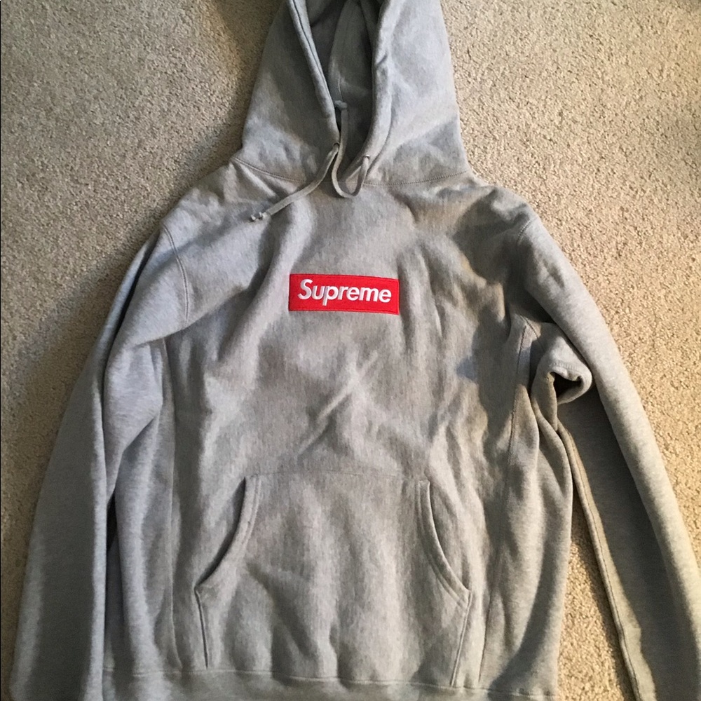 Grey Supreme box logo hoodie men’s medium